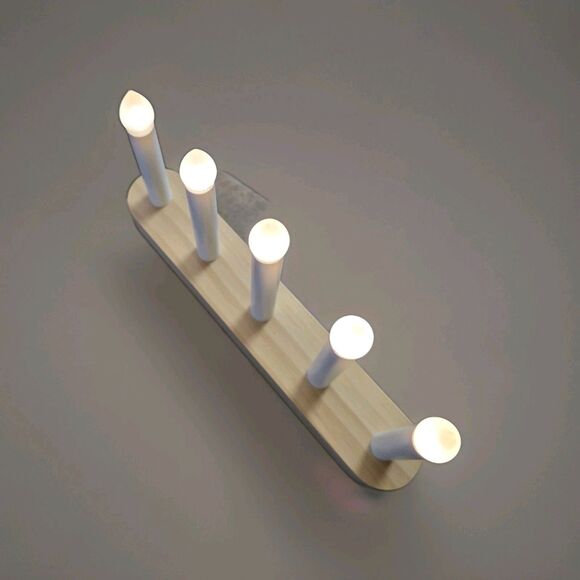 IKEA STRALA Christmas 5 White Candle Lights Wooden Base Battery Operated Lamp - Picture 3 of 13